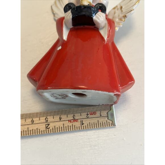 Vintage Nippon Angel Girl Holding Candle Christmas Figurine Red Gold Japan FLAW - Picture 15 of 16